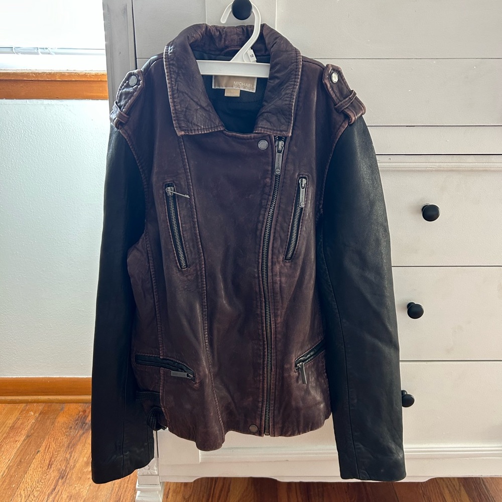 Michael Kors Dark Brown Leather Jacket
